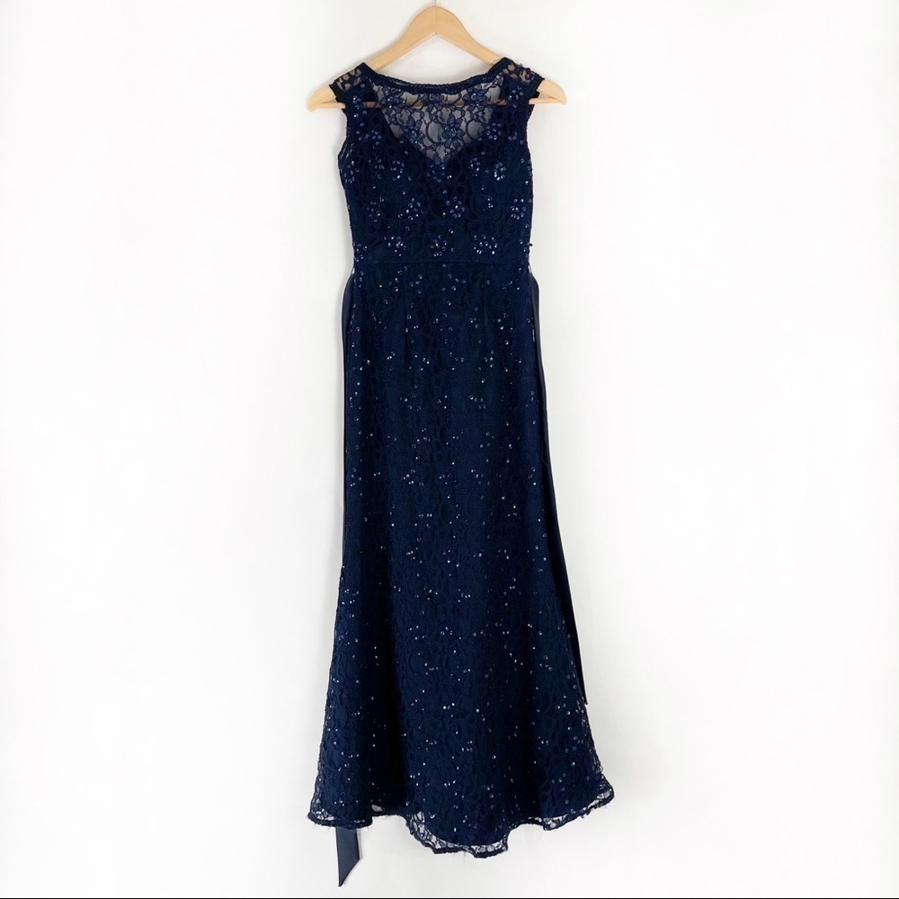 Morilee by Madeline Garder Navy Blue Lace Dress size 4